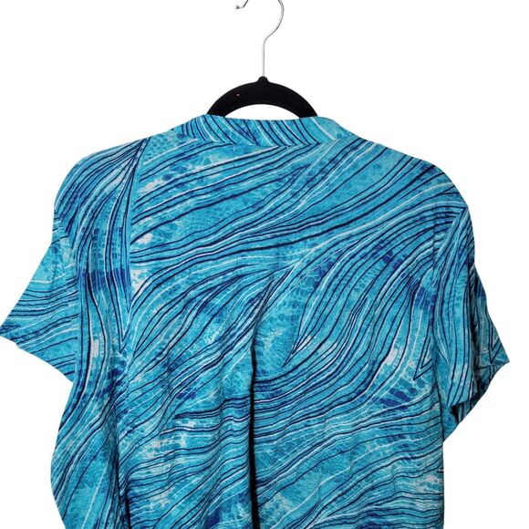 Sag Harbor Womens Sz 2X Blue Striped Short Sleeve Blouse - Picture 4 of 11